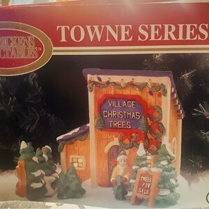 Christmas Village House with Trees by